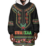 Personalized Afro-American Kwanzaa Wearable Blanket Hoodie Dashiki Mix Paisley Pattern