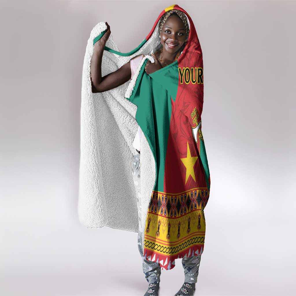 Personalised Cameroon National Day Hooded Blanket Cameroun Coat Of Arms With Atoghu Pattern
