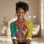 Personalised Cameroon National Day Women Casual Shirt Cameroun Coat Of Arms With Atoghu Pattern LT14