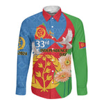 Eritrea Independence Day Long Sleeve Button Shirt Eritrean Olive Branches 33rd Anniversary