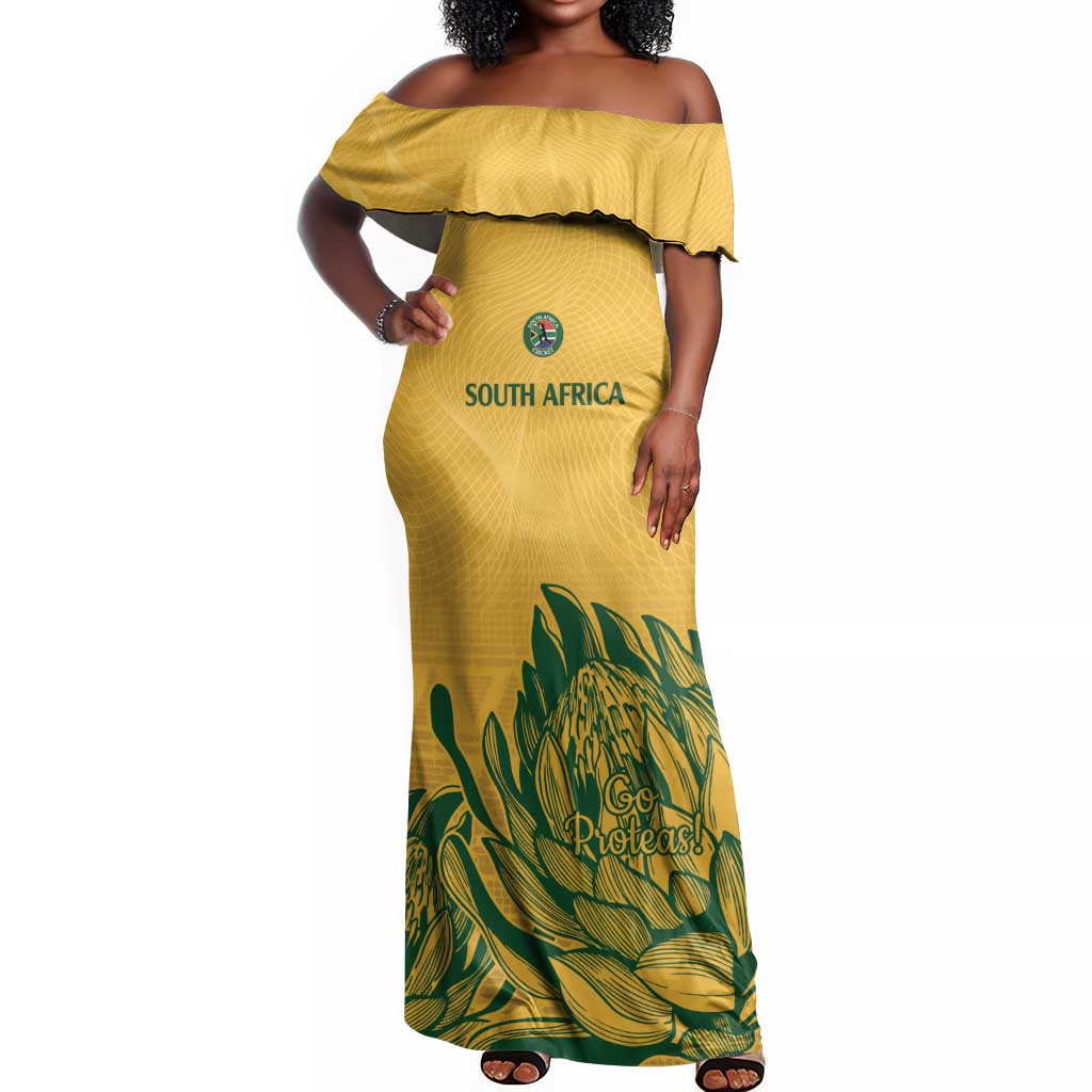 Custom South Africa Cricket Off Shoulder Maxi Dress 2024 African Pattern Go Proteas