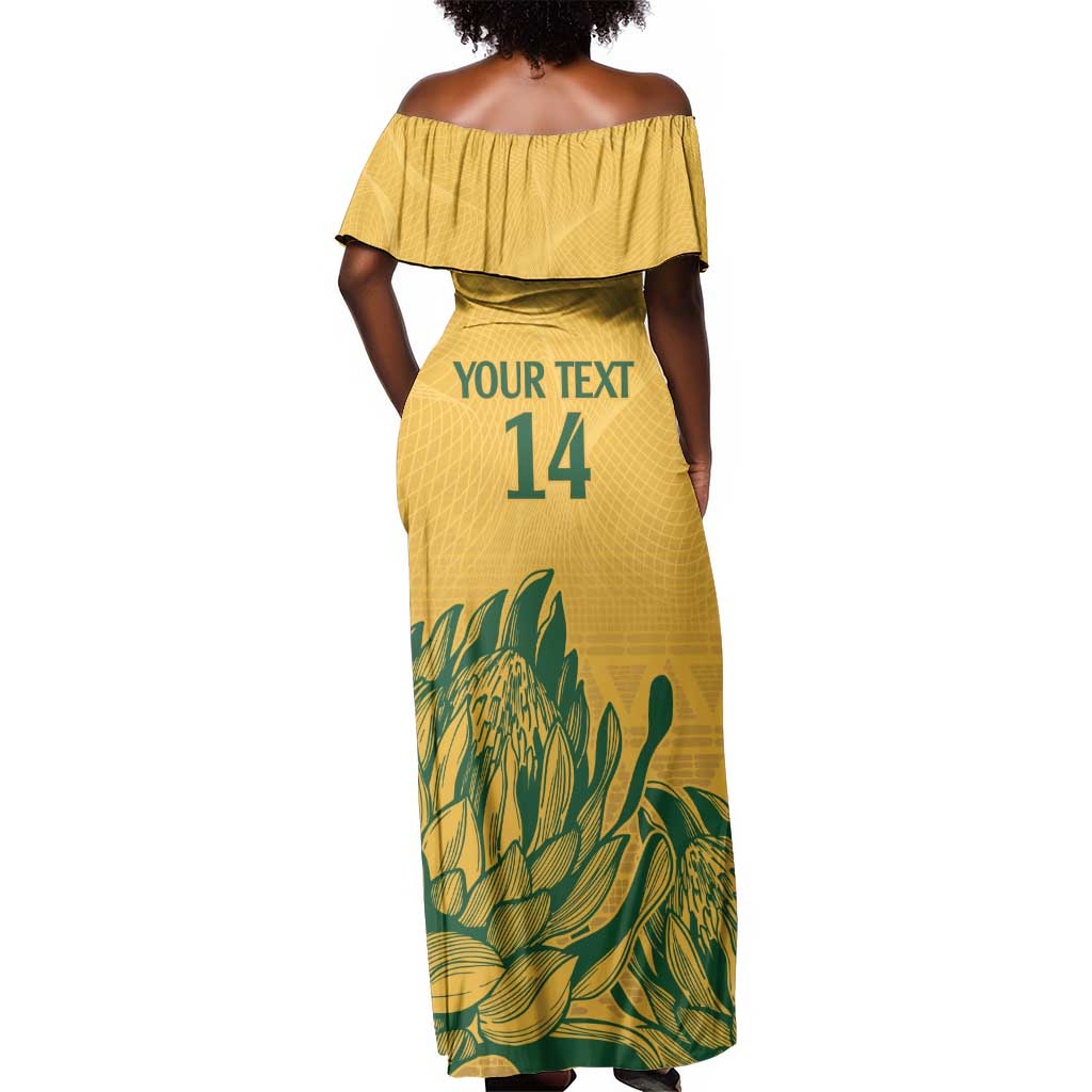 Custom South Africa Cricket Off Shoulder Maxi Dress 2024 African Pattern Go Proteas
