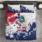 Afro Liberia 1847 Independence Day Bedding Set Coat Of Arms Grunge Style