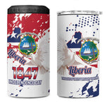 Afro Liberia 1847 Independence Day 4 in 1 Can Cooler Tumbler Coat Of Arms Grunge Style