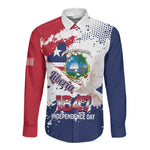 Afro Liberia 1847 Independence Day Long Sleeve Button Shirt Coat Of Arms Grunge Style