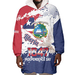 Afro Liberia 1847 Independence Day Wearable Blanket Hoodie Coat Of Arms Grunge Style