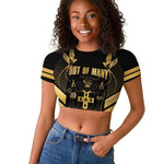 Jumieka Independence Day Raglan Cropped T shirt Out Of Many, One People Gold Color