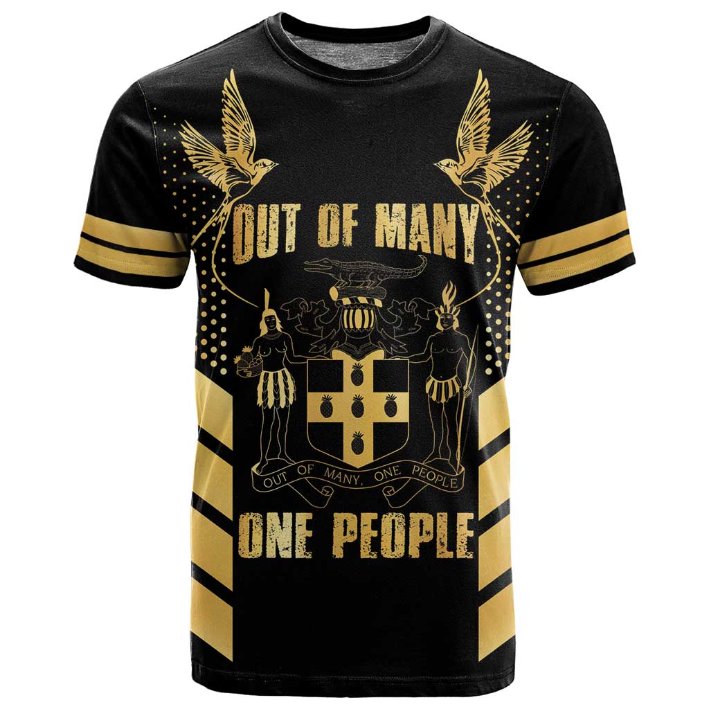 Jumieka Independence Day T shirt Out Of Many, One People Gold Color