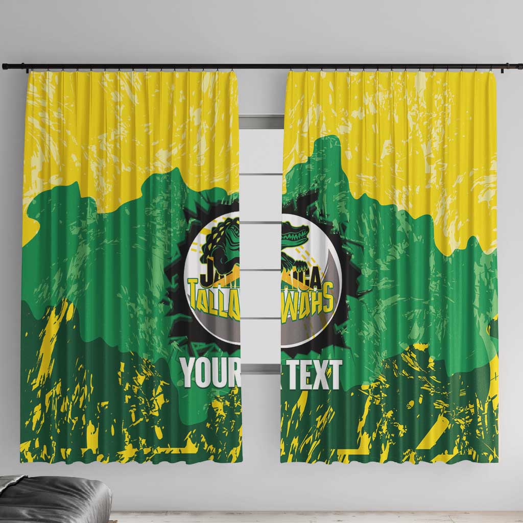 Personalized Black Jamaicans Crocodile Window Curtain Tropical Flowers Grunge Flag LT9 main image 1