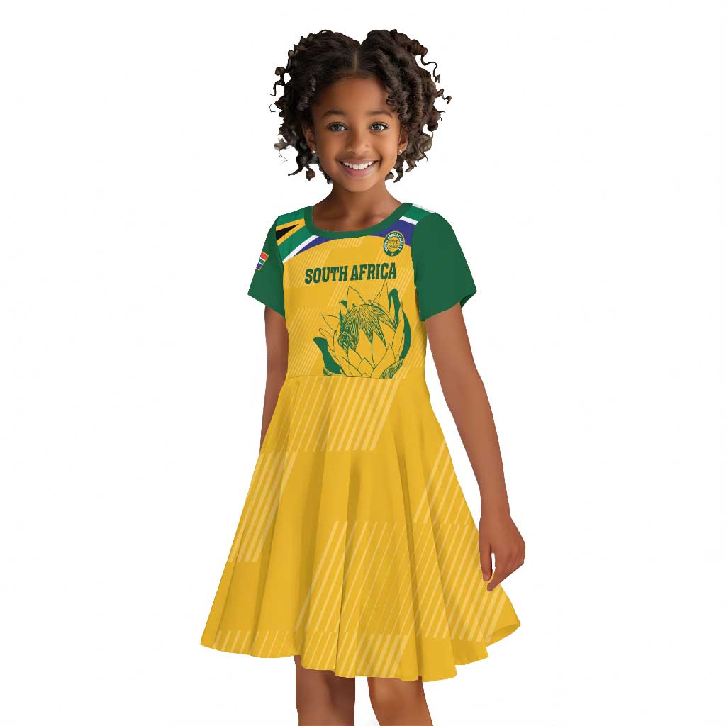 Custom South Africa Cricket Kid Short Sleeve Dress Go Champions World Cup Proteas