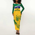 Custom South Africa Cricket Long Sleeve Bodycon Dress Go Champions World Cup Proteas LT14