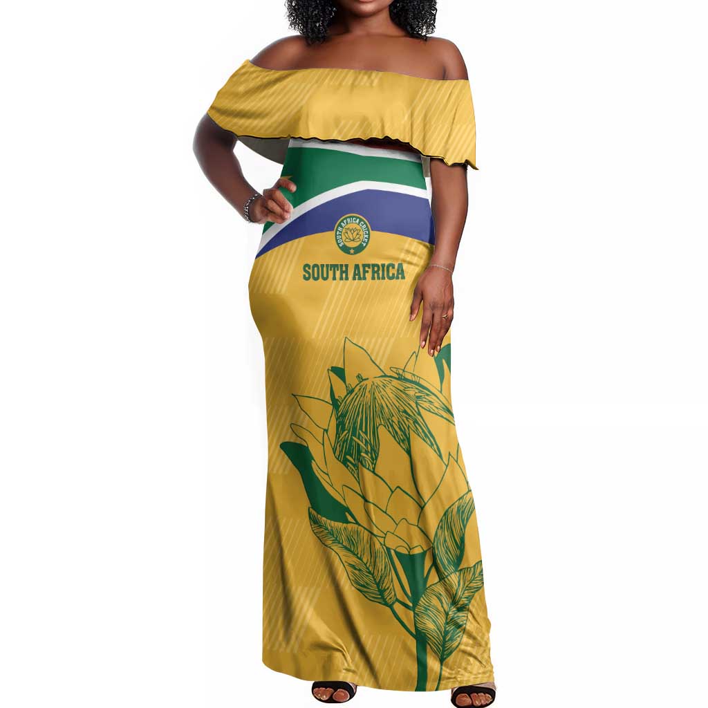 Custom South Africa Cricket Off Shoulder Maxi Dress Go Champions World Cup Proteas