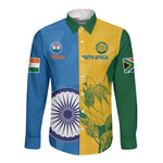 Custom India And South Africa Cricket Long Sleeve Button Shirt 2024 Together Dynamic Version