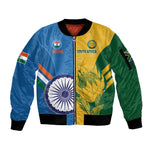 Custom India And South Africa Cricket Sleeve Zip Bomber Jacket 2024 Together Dynamic Version