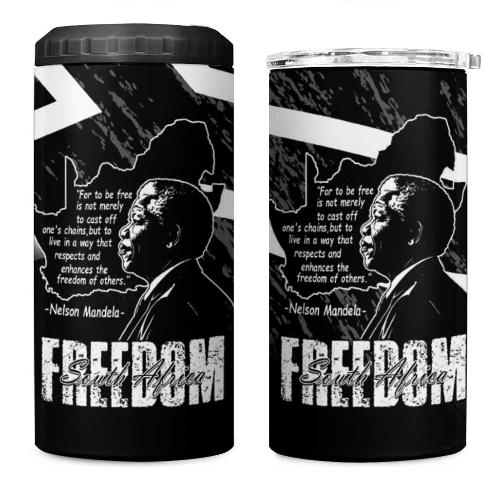 South Africa Freedom Day 4 in 1 Can Cooler Tumbler Nelson Mandela With Map