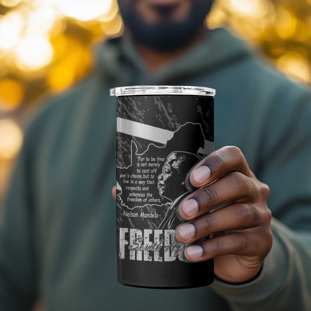 South Africa Freedom Day 4 in 1 Can Cooler Tumbler Nelson Mandela With Map