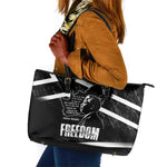 South Africa Freedom Day Leather Tote Bag Nelson Mandela With Map