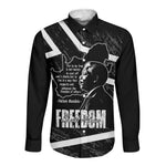 South Africa Freedom Day Long Sleeve Button Shirt Nelson Mandela With Map