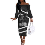 South Africa Freedom Day Off The Shoulder Long Sleeve Dress Nelson Mandela With Map