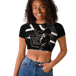 South Africa Freedom Day Raglan Cropped T shirt Nelson Mandela With Map