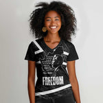 South Africa Freedom Day Women V-Neck T-Shirt Nelson Mandela With Map