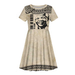 South Africa Nelson Mandela - Father Of Nation Kid Short Sleeve Dress Vintage African Pattern