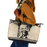South Africa Nelson Mandela - Father Of Nation Leather Tote Bag Vintage African Pattern