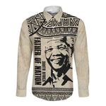 South Africa Nelson Mandela - Father Of Nation Long Sleeve Button Shirt Vintage African Pattern