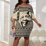 South Africa Nelson Mandela - Father Of Nation Off Shoulder Short Dress Vintage African Pattern