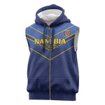 Custom Namibia Cricket Sleeveless Zip Hoodie 2024 Go Eagles African Pattern - African Pride