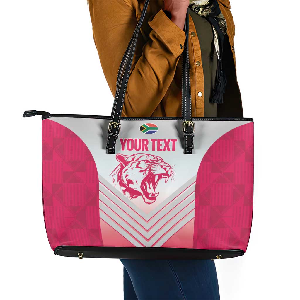 South Africa Rugby Custom Leather Tote Bag Come On Puma African Pattern