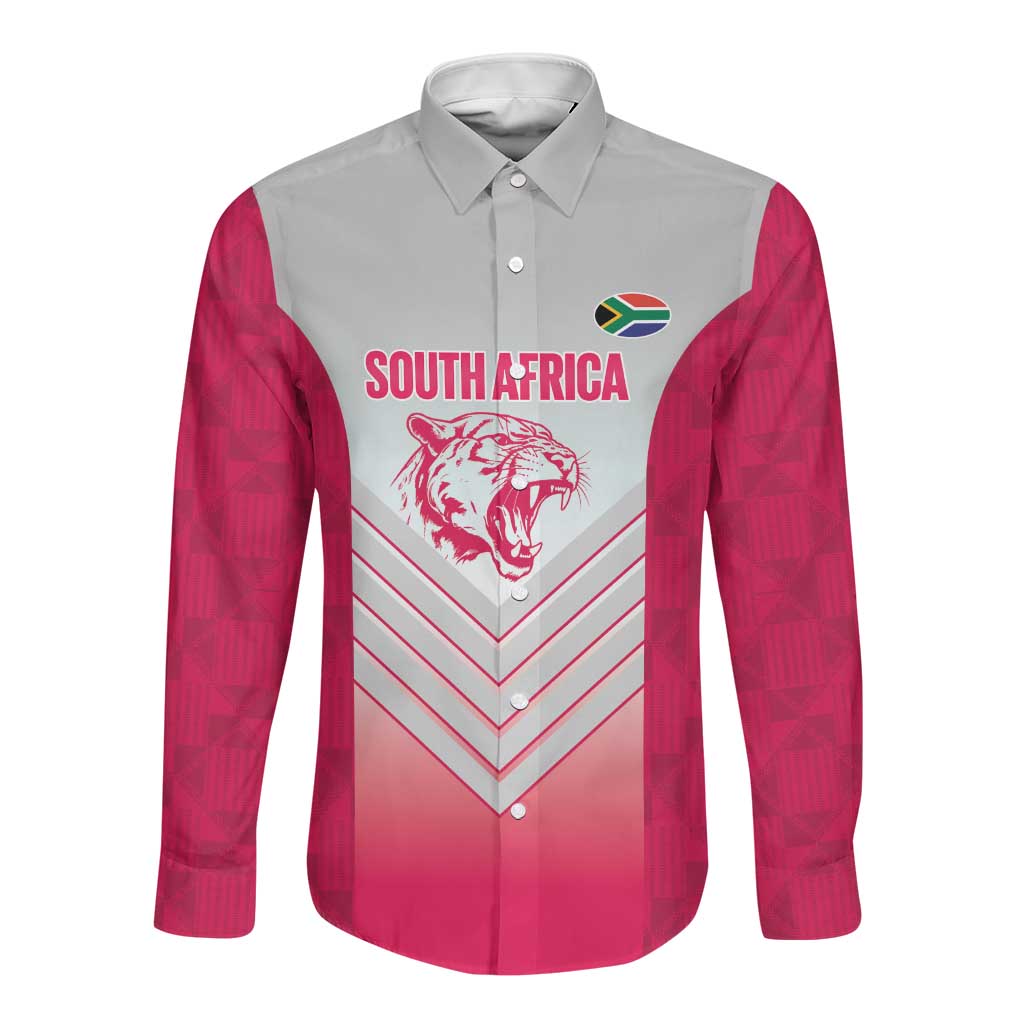 South Africa Rugby Custom Long Sleeve Button Shirt Come On Puma African Pattern