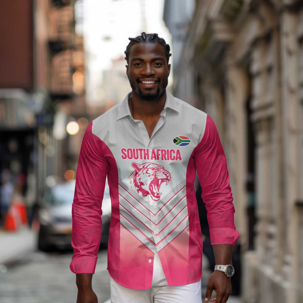 South Africa Rugby Custom Long Sleeve Button Shirt Come On Puma African Pattern
