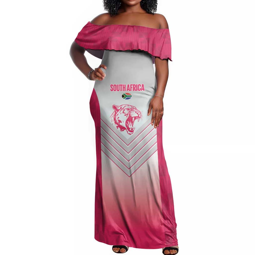 South Africa Rugby Custom Off Shoulder Maxi Dress Come On Puma African Pattern
