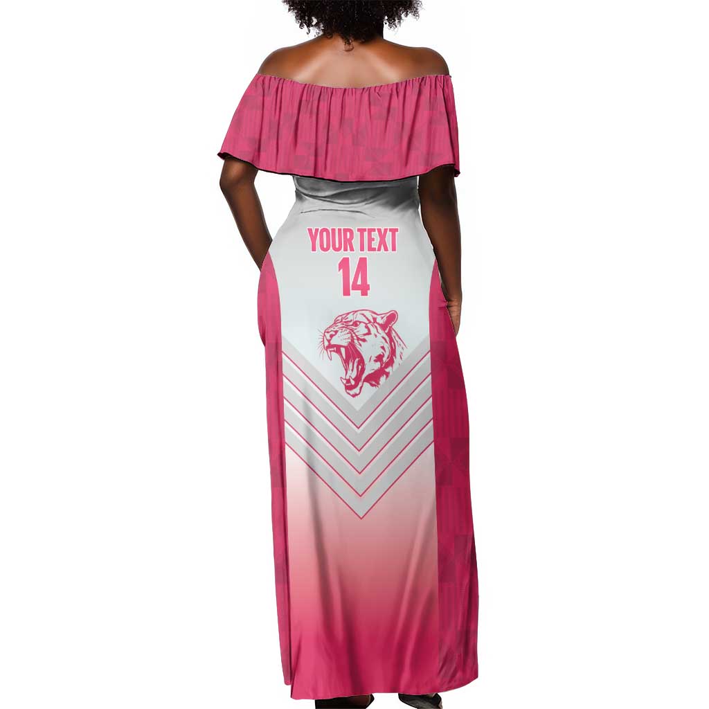 South Africa Rugby Custom Off Shoulder Maxi Dress Come On Puma African Pattern