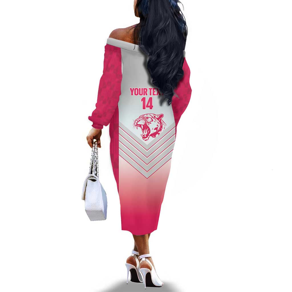 South Africa Rugby Custom Off The Shoulder Long Sleeve Dress Come On Puma African Pattern