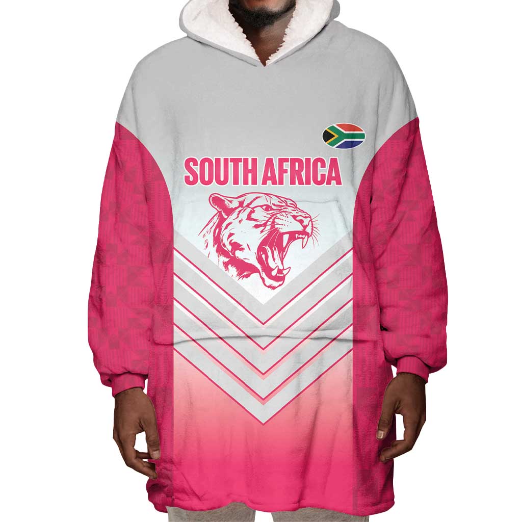 South Africa Rugby Custom Wearable Blanket Hoodie Come On Puma African Pattern