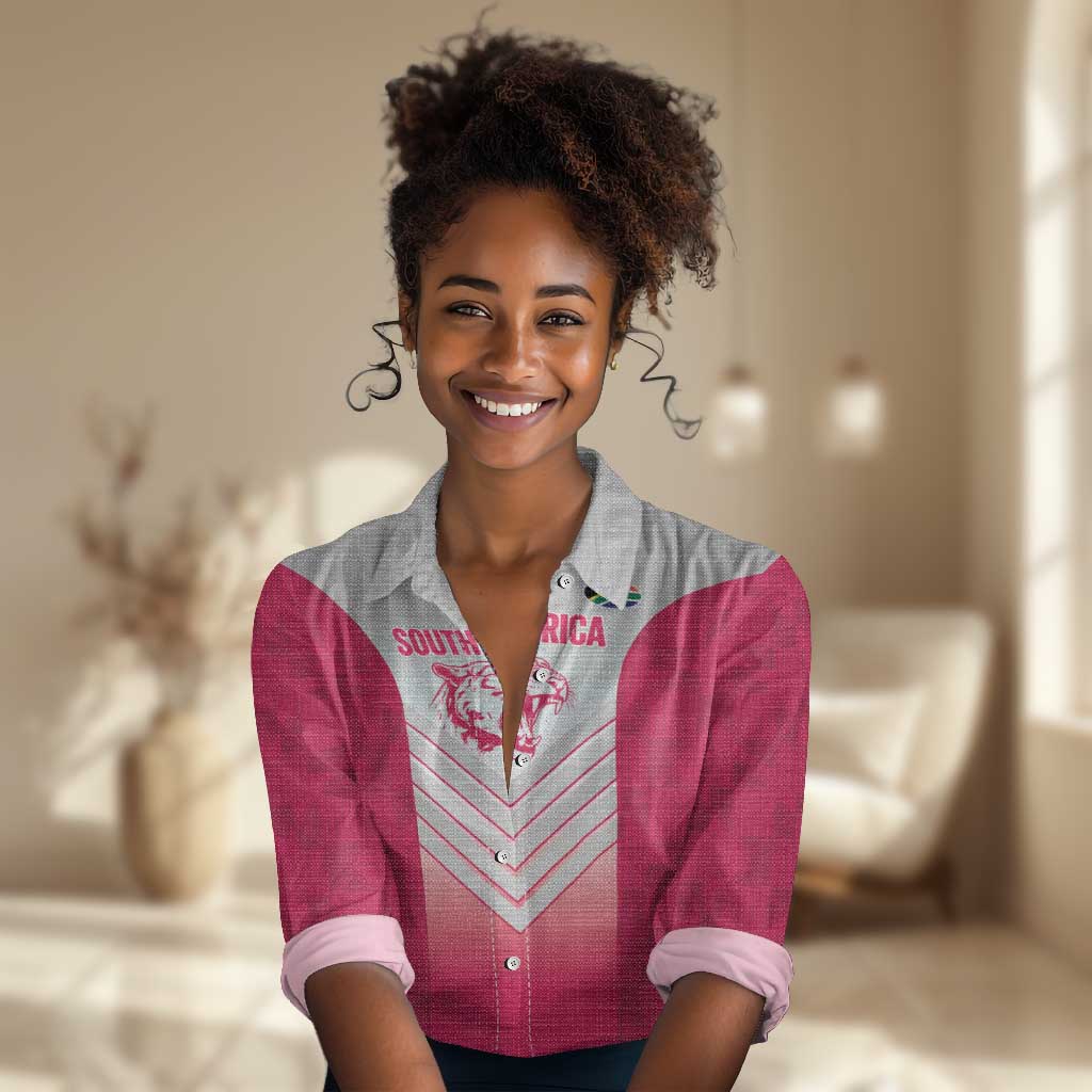 South Africa Rugby Custom Women Casual Shirt Come On Puma African Pattern