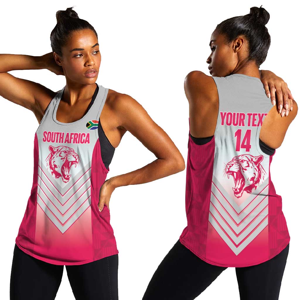 South Africa Rugby Custom Women Racerback Tank Come On Puma African Pattern