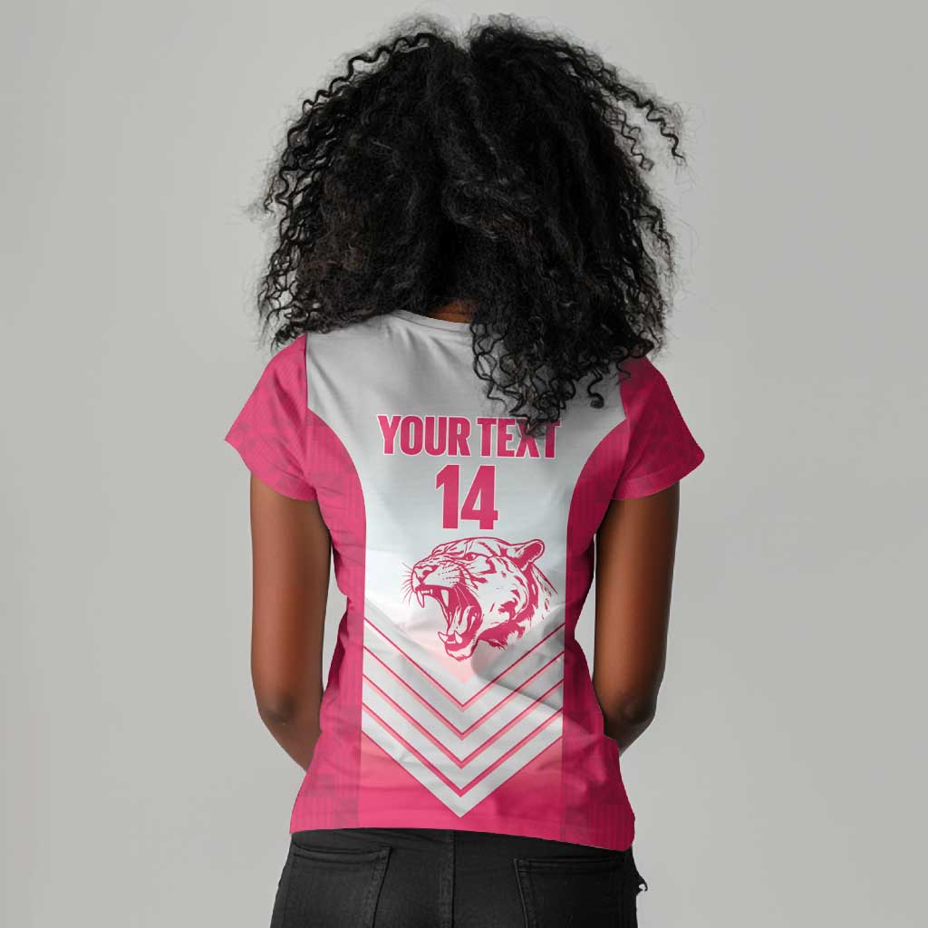 South Africa Rugby Custom Women V-Neck T-Shirt Come On Puma African Pattern