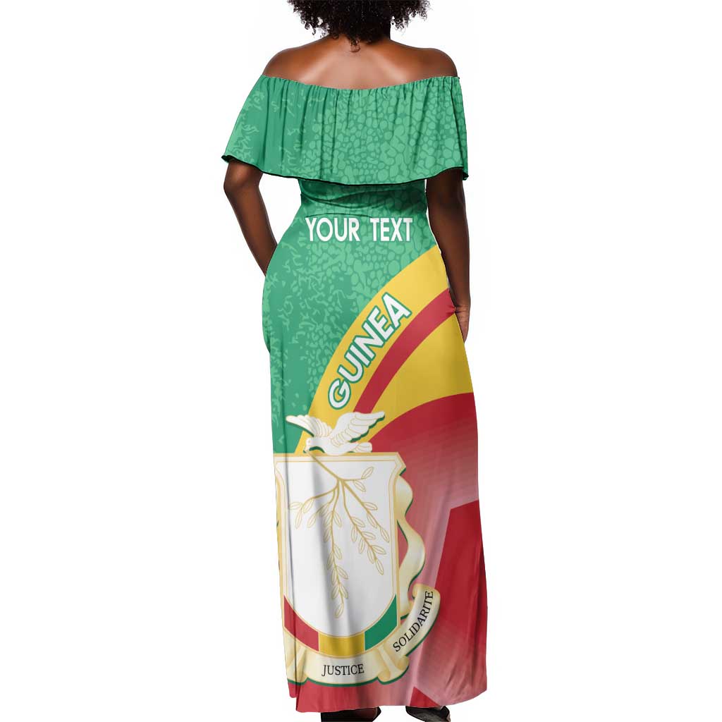 Personalised Guinea Independence Day Off Shoulder Maxi Dress Happy 2 October Guinee Coat Of Arms