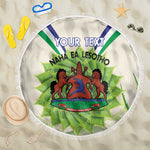 Personalised Lesotho Independence Day Beach Blanket Aloe Polyphylla Mix Coat Of Arms