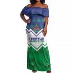 Personalised Lesotho Independence Day Off Shoulder Maxi Dress Naha ea Lesotho Proud