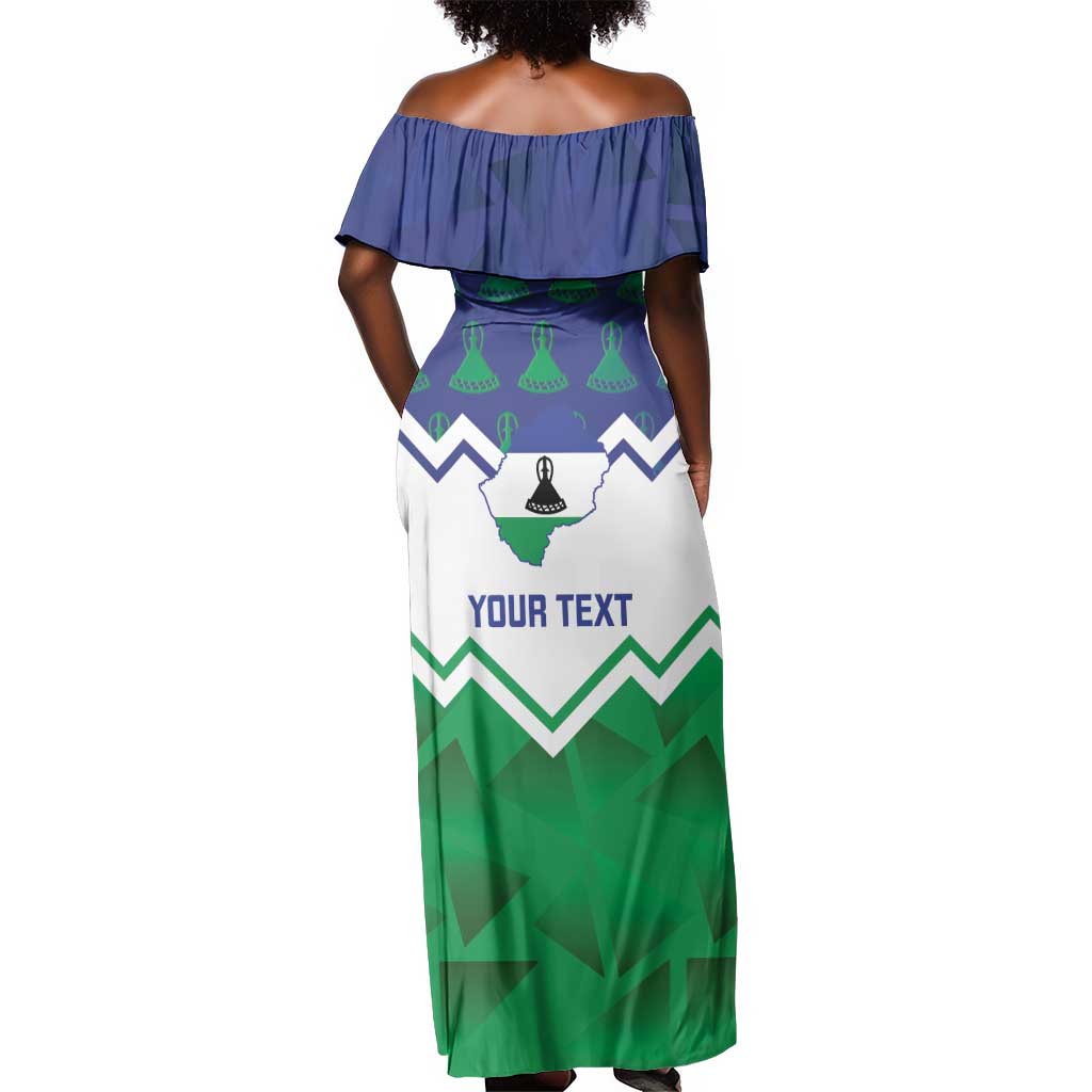 Personalised Lesotho Independence Day Off Shoulder Maxi Dress Naha ea Lesotho Proud