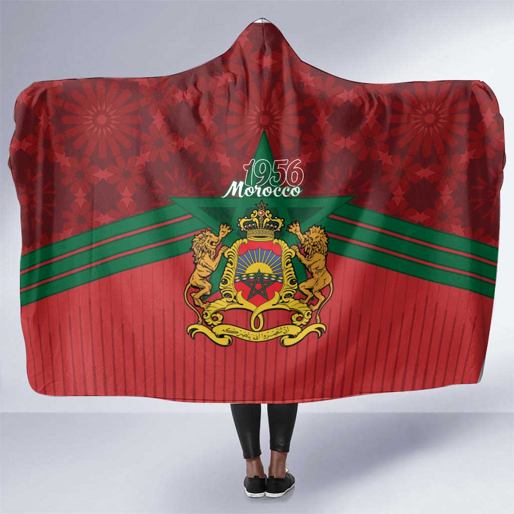 Afro Morocco Independence Day Hooded Blanket 1956 Proud Islamic Pattern - African Pride
