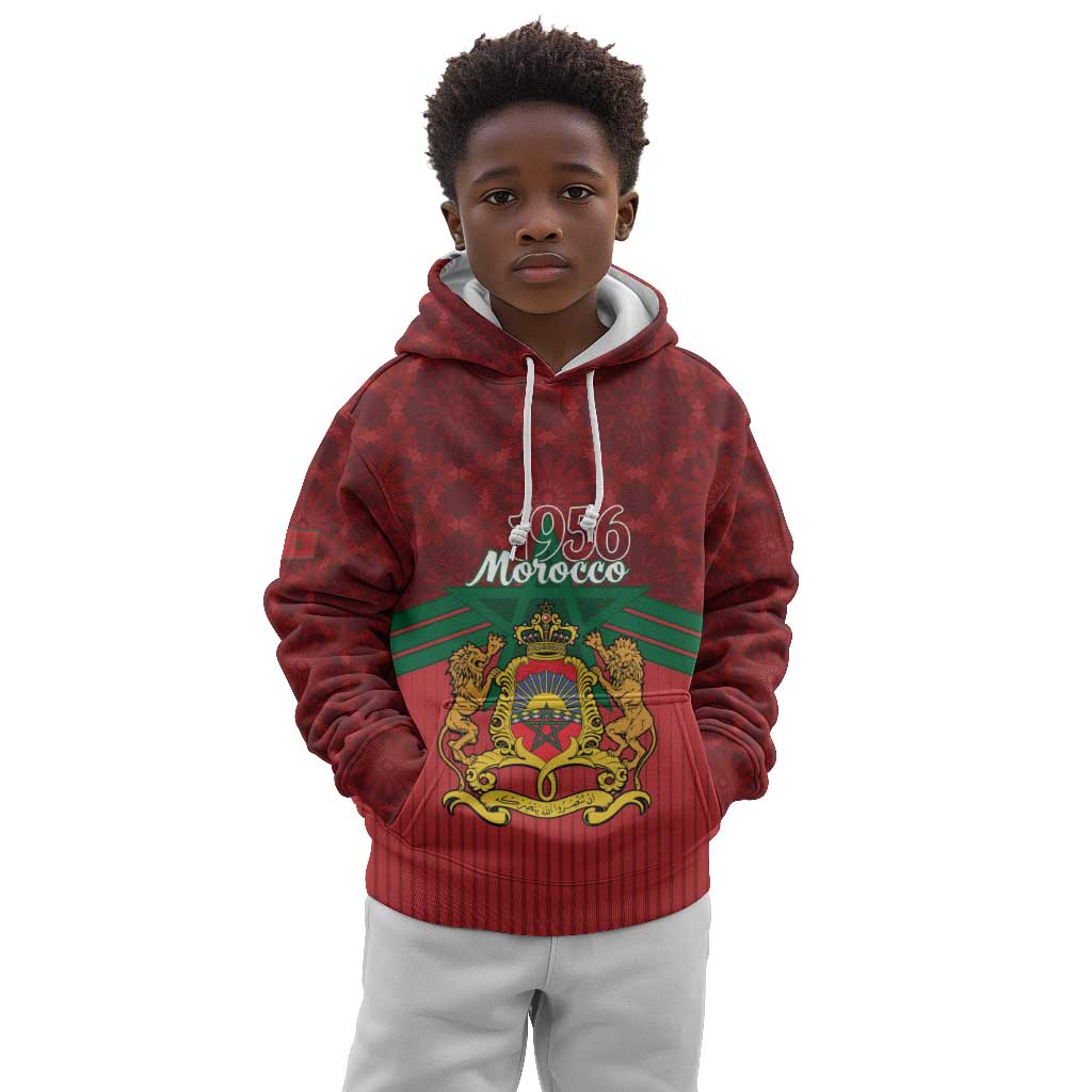 Personalized Afro Morocco Independence Day Kid Hoodie 1956 Proud Islamic Pattern - African Pride