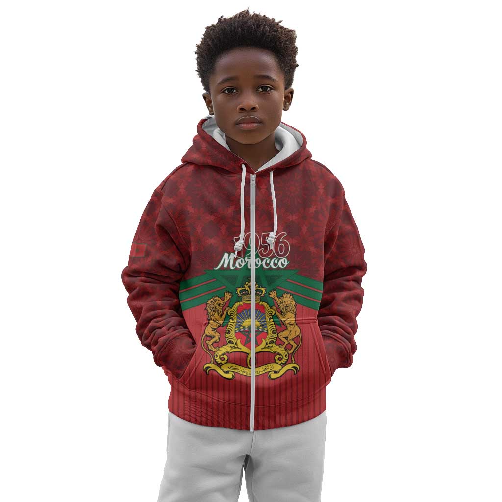 Personalized Afro Morocco Independence Day Kid Hoodie 1956 Proud Islamic Pattern - African Pride