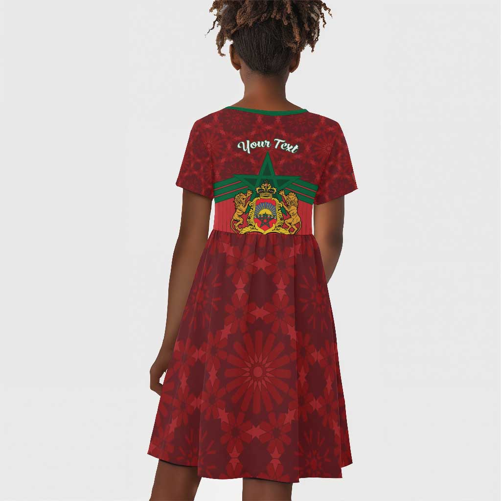 Personalized Afro Morocco Independence Day Kid Short Sleeve Dress 1956 Proud Islamic Pattern - African Pride