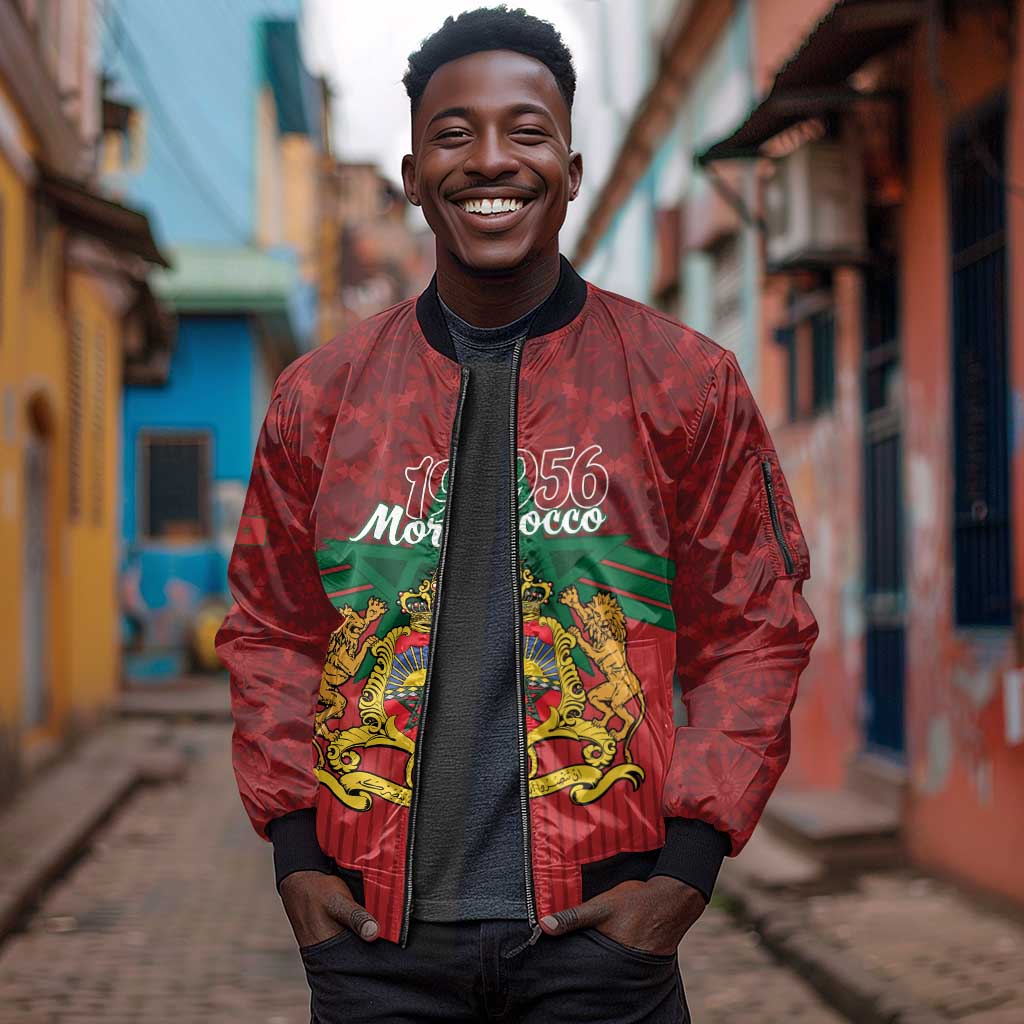 Personalized Afro Morocco Independence Day Sleeve Zip Bomber Jacket 1956 Proud Islamic Pattern - African Pride