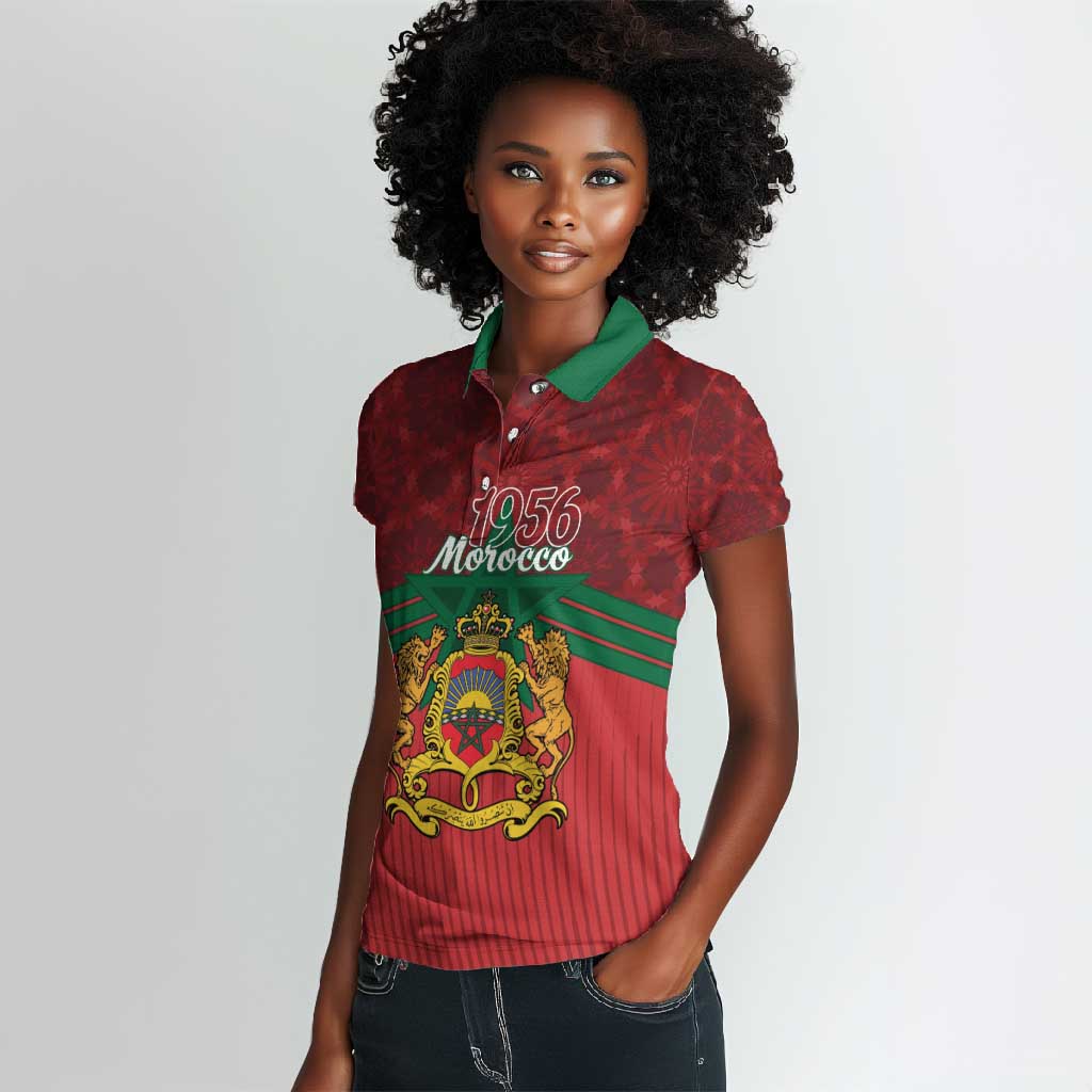 Personalized Afro Morocco Independence Day Women Polo Shirt 1956 Proud Islamic Pattern - African Pride